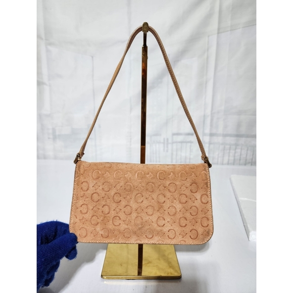 CELINE Vintage Macadam Suede Shoulder Bag Salmon Pink - Picture 8 of 16